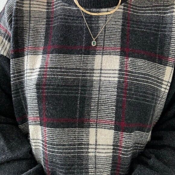 Vintage John Ashford 100% Lambswool Plaid Preppy Fall Grunge Sweater Sz L - Picture 8 of 8